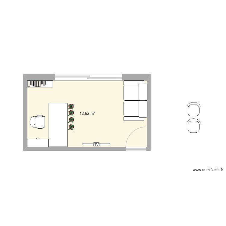 bureau v2. Plan de 1 pièce et 13 m2