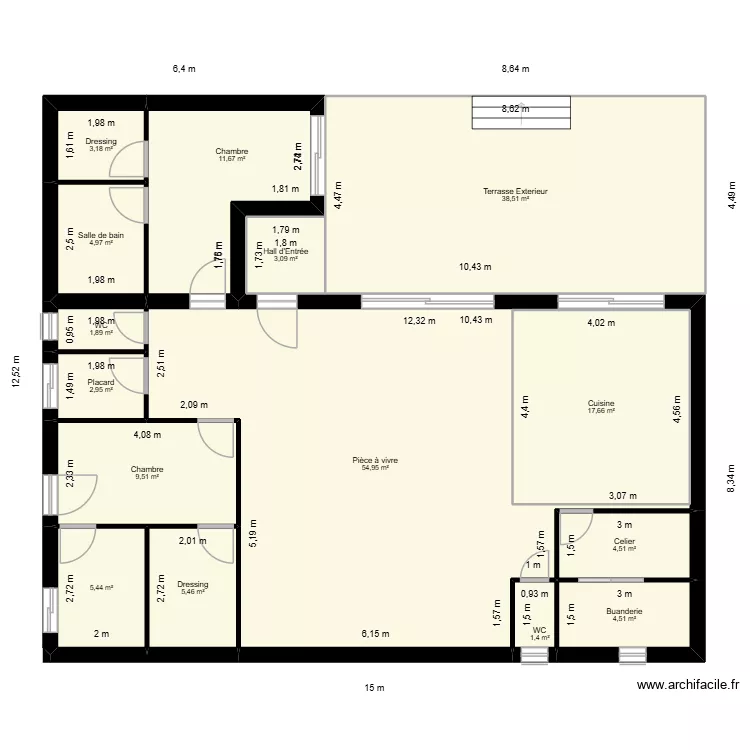 azamoum. Plan de 15  et 188 m²