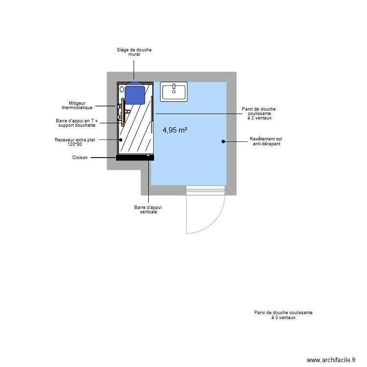 Projet ZOUAOU. Plan de 1 pièce et 5 m2