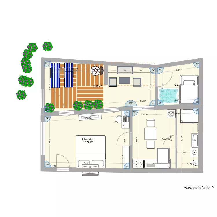 version gite love room 4. Plan de 4 et 57 m² version gite love room 4. Plan de 4 et 57 m²