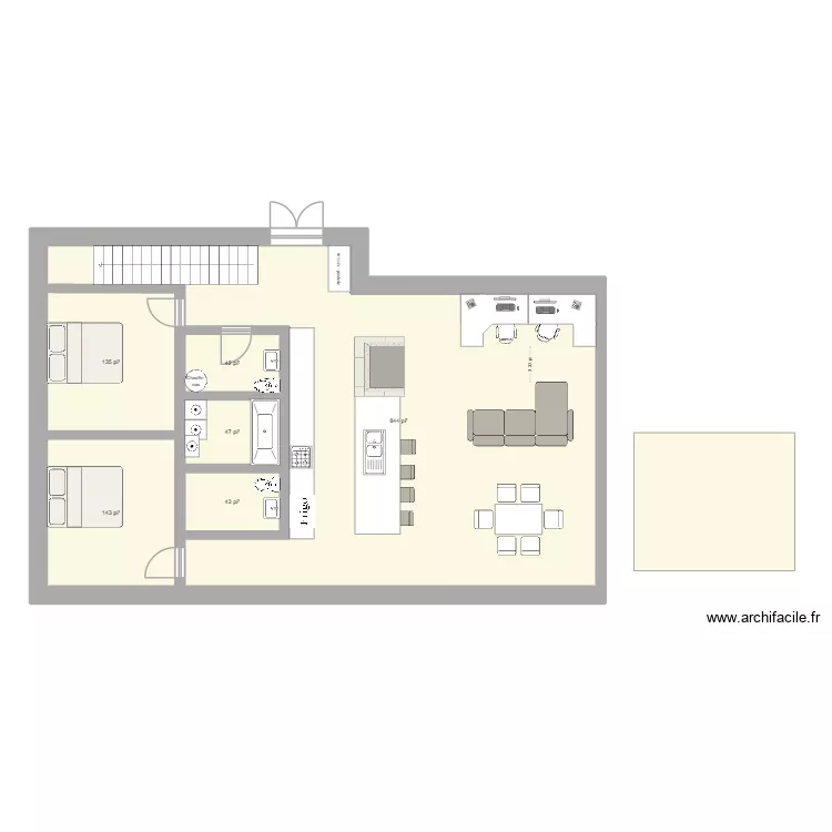 Maison 3. Plan de 6 Pièces et 116 m²