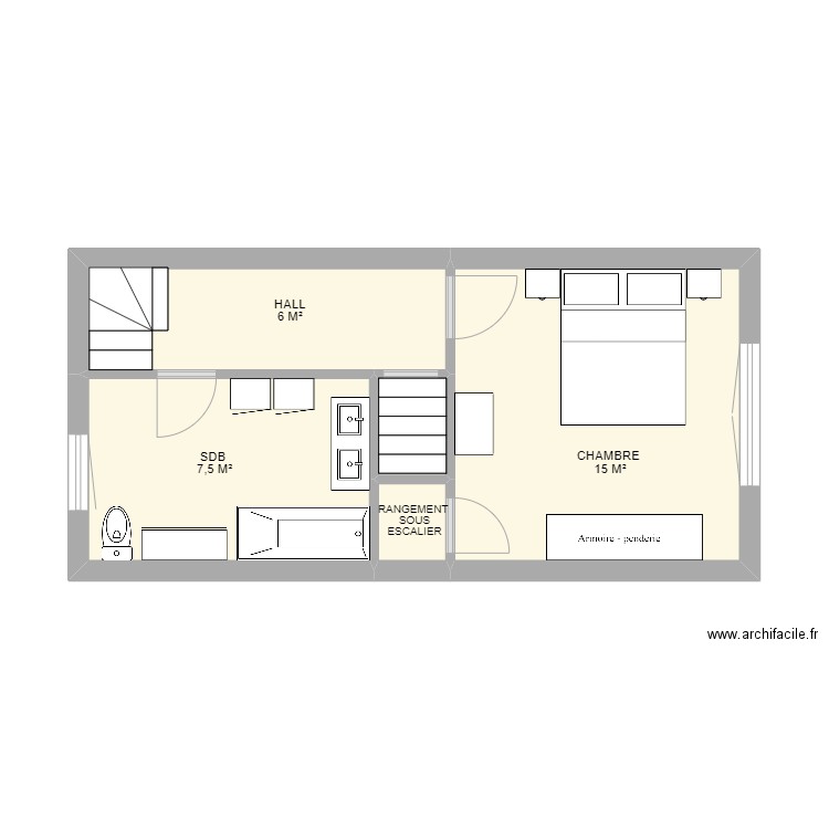 1er ETAGE ELLEZELLES. Plan de 5 pièces et 30 m2