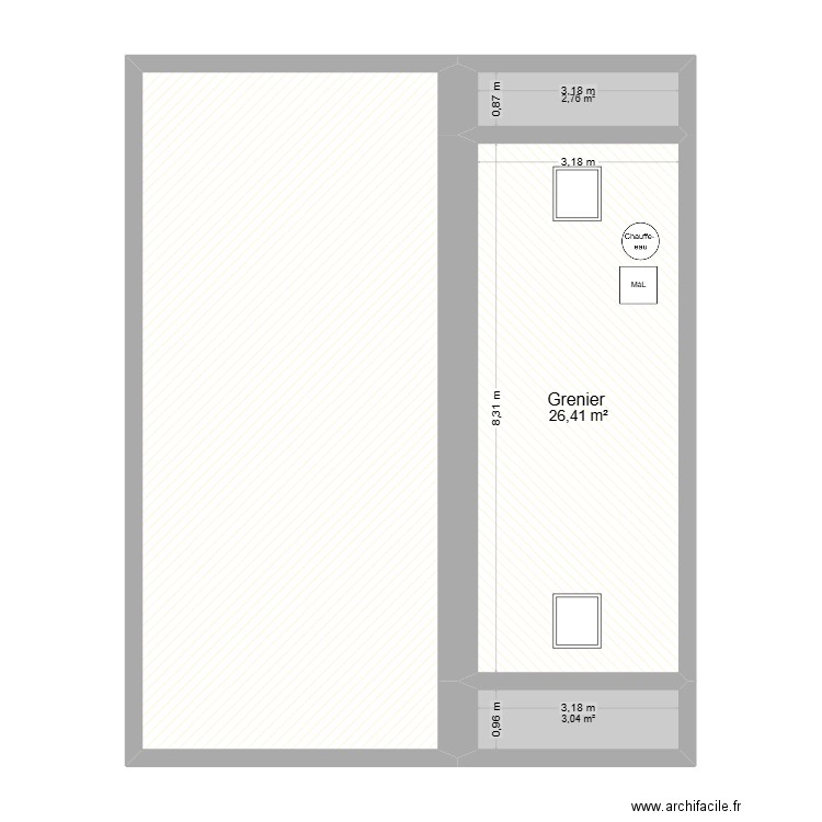 Appartement 2 Tri bèneu , projet, 2e étage. Plan de 4 pièces et 82 m2