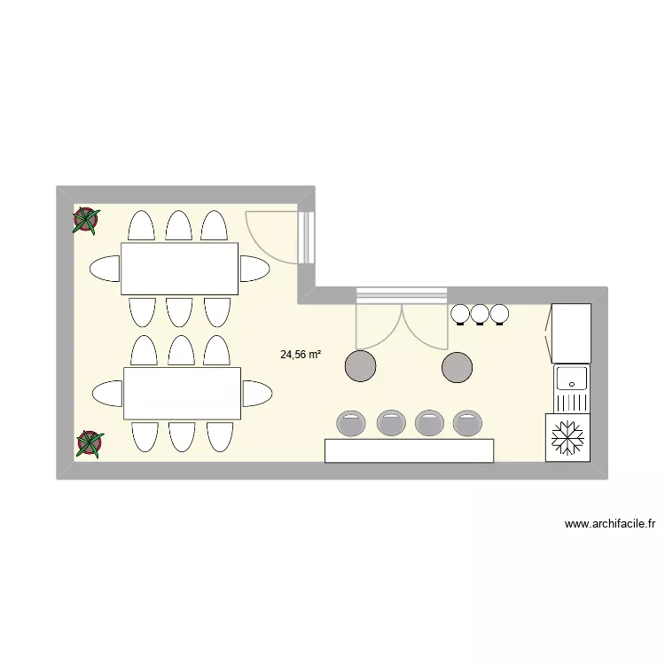 cuisine erafp. Plan de 1  et 25 m²