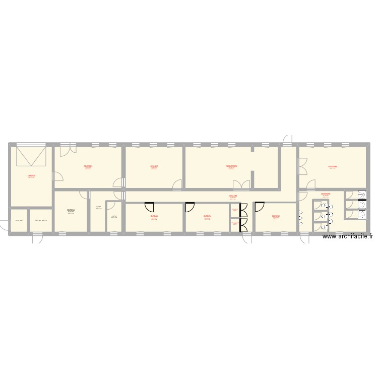 Brigade1. Plan de 23 pièces et 299 m2