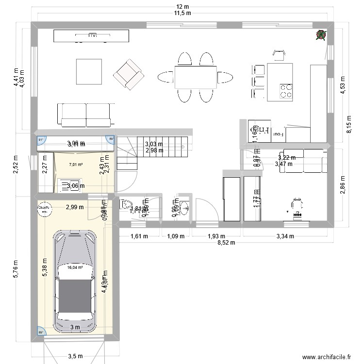 LAngers. Plan de 2 pièces et 23 m2