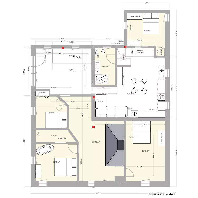 Projet &eacute;tage complet. Plan de 10  et 92 m²