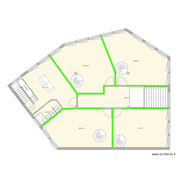 Bara plan sous sol. Plan de 7 pièces et 165 m2