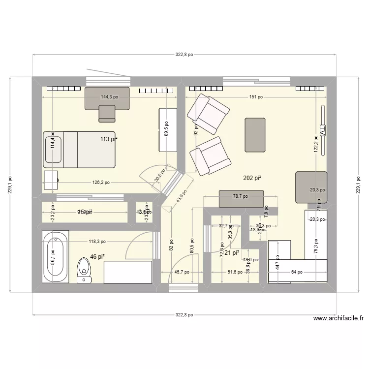 Marc r&eacute;sidence. Plan de 6 Pièces et 37 m²