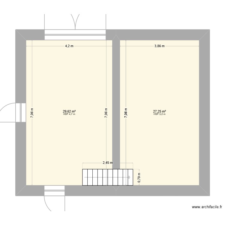 Trélu_Grange2. Plan de 2 pièces et 57 m2