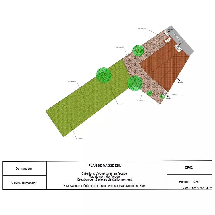 Plan masse projet&eacute; maison Villieu. Plan de 1  et 103 m²