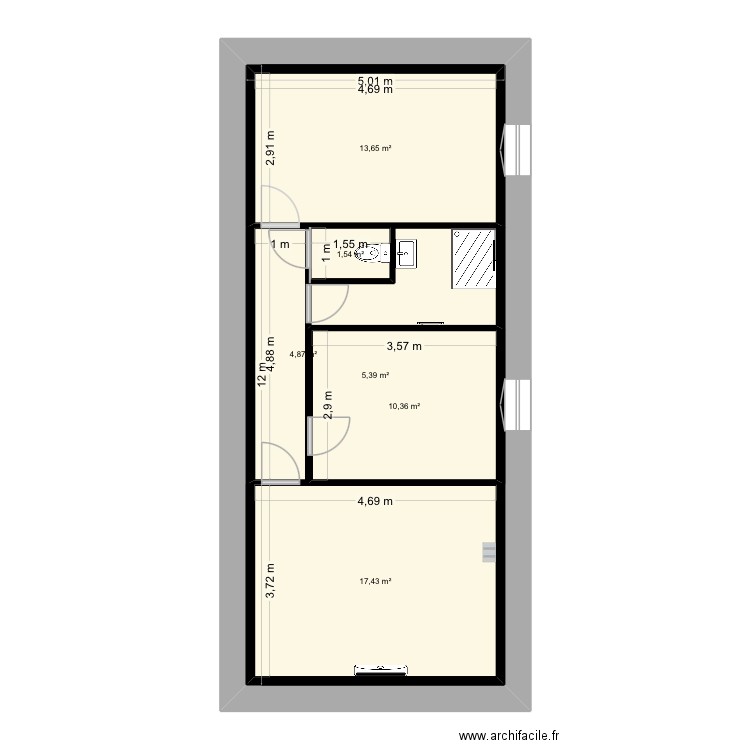Greg/doro. Plan de 6 pièces et 108 m2