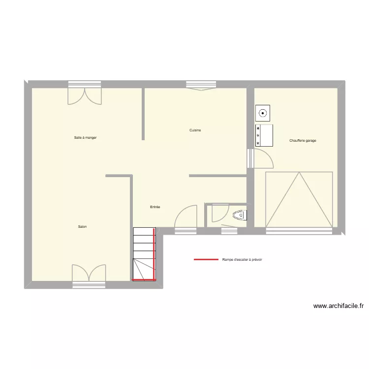 Singer maison RdC. Plan de 3  et 63 m²