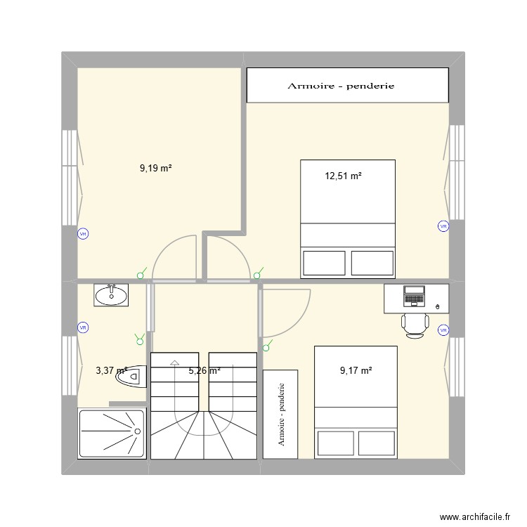 maison Baptiste. Plan de 5 pièces et 40 m2