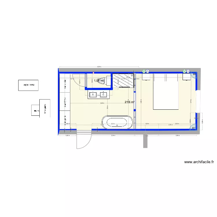 chambre CR plan nu. Plan de 2 et 23 m² chambre CR plan nu. Plan de 2 et 23 m²