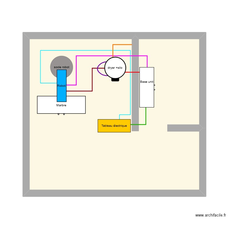 robot. Plan de 1 pièce et 36 m2