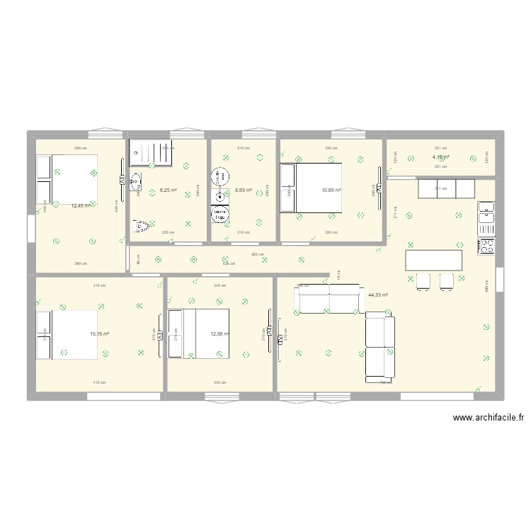 plan dernier. Plan de 8 pièces et 115 m2