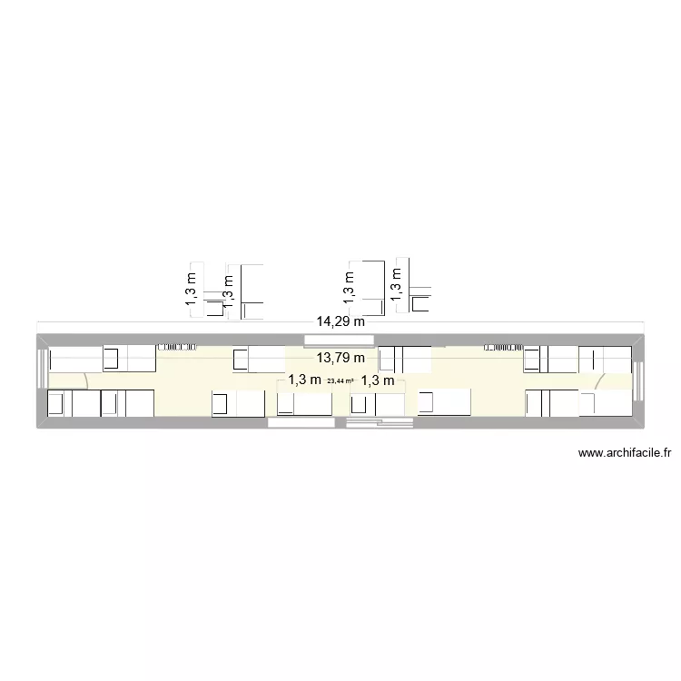 dortoir. Plan de 1  et 23 m²