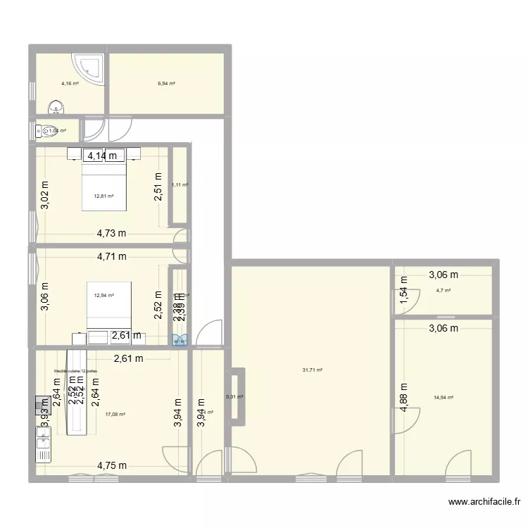 plan de maison origine. Plan de 14  et 114 m²