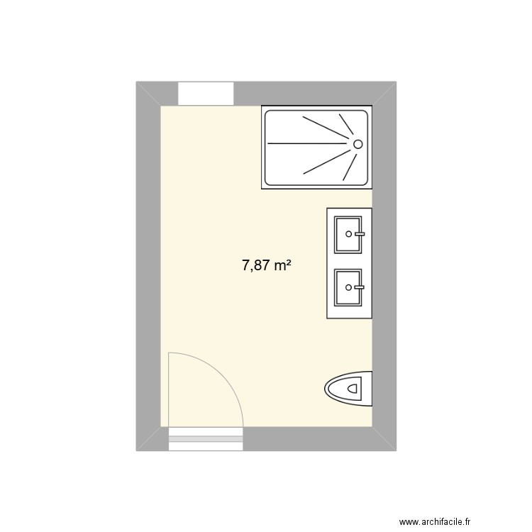 sdb. Plan de 1 pièce et 8 m2
