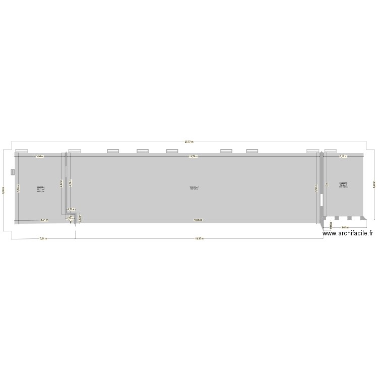Salle de Formation. Plan de 3 pièces et 148 m2
