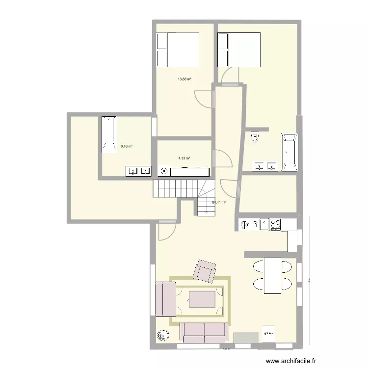 s&eacute;jour. Plan de 