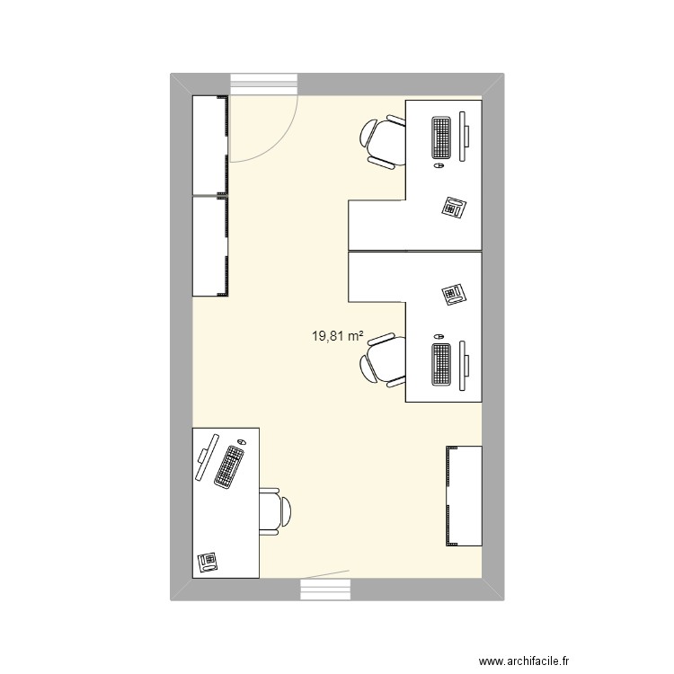 Coubertin bureau 9. Plan de 1 pièce et 20 m2