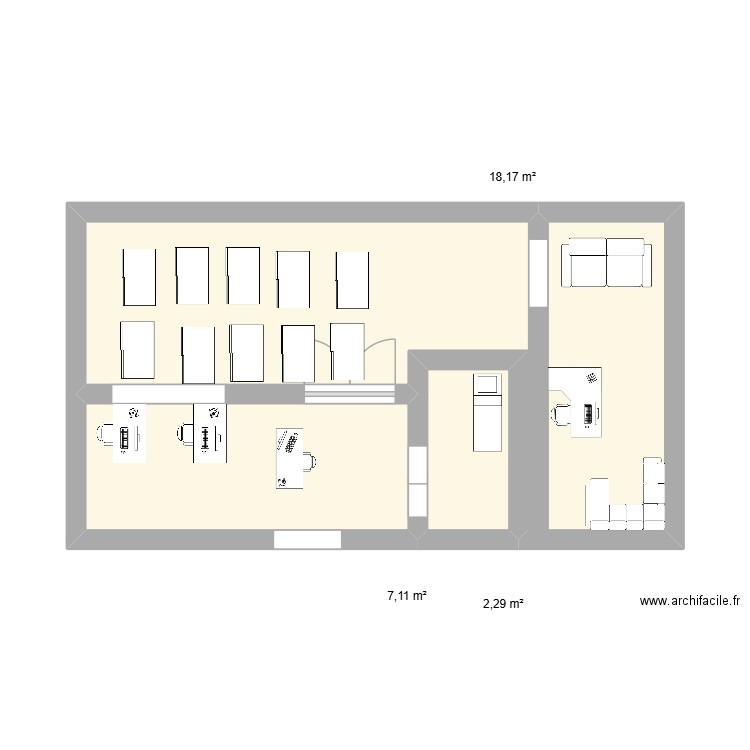 Plan domia. Plan de 3 pièces et 28 m2