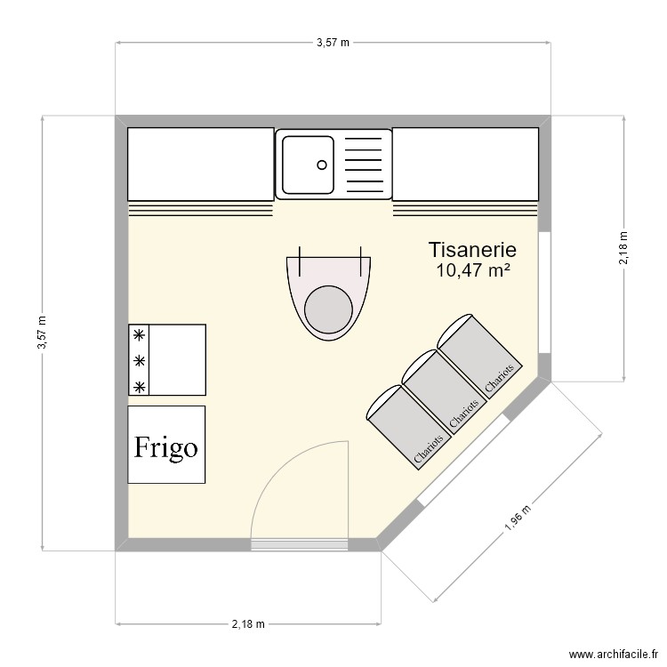 EHPAD Le HOUGA Tisanerie. Plan de 1 pièce et 10 m2