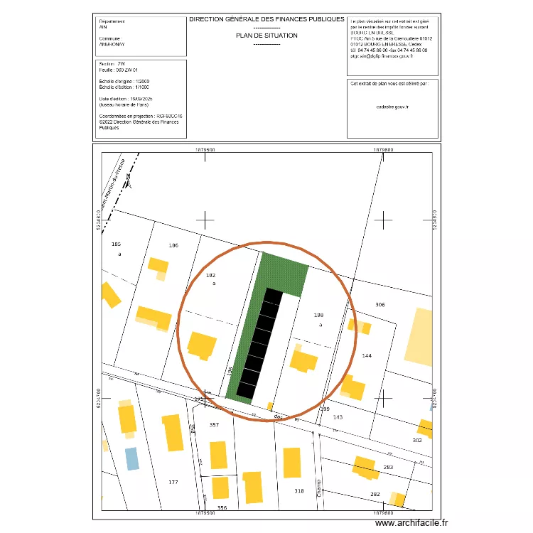 Ambronay Maison en bande. Plan de 