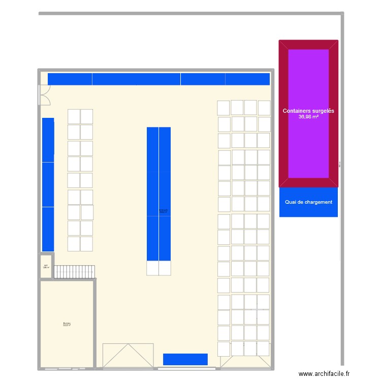 Entrepôt TD Carros avec chambre froide. Plan de 4 pièces et 506 m2