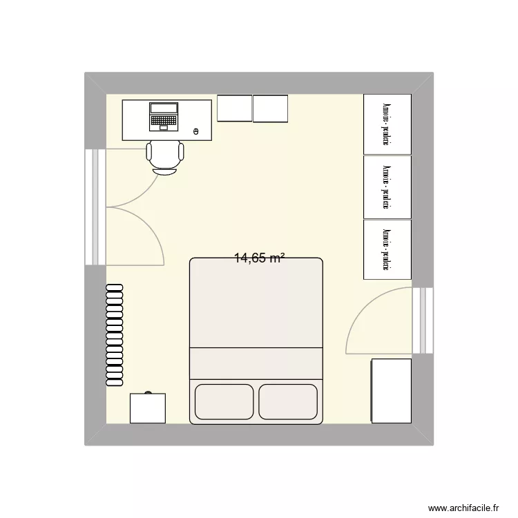 ma chambre. Plan de 1 Pièce et 15 m²
