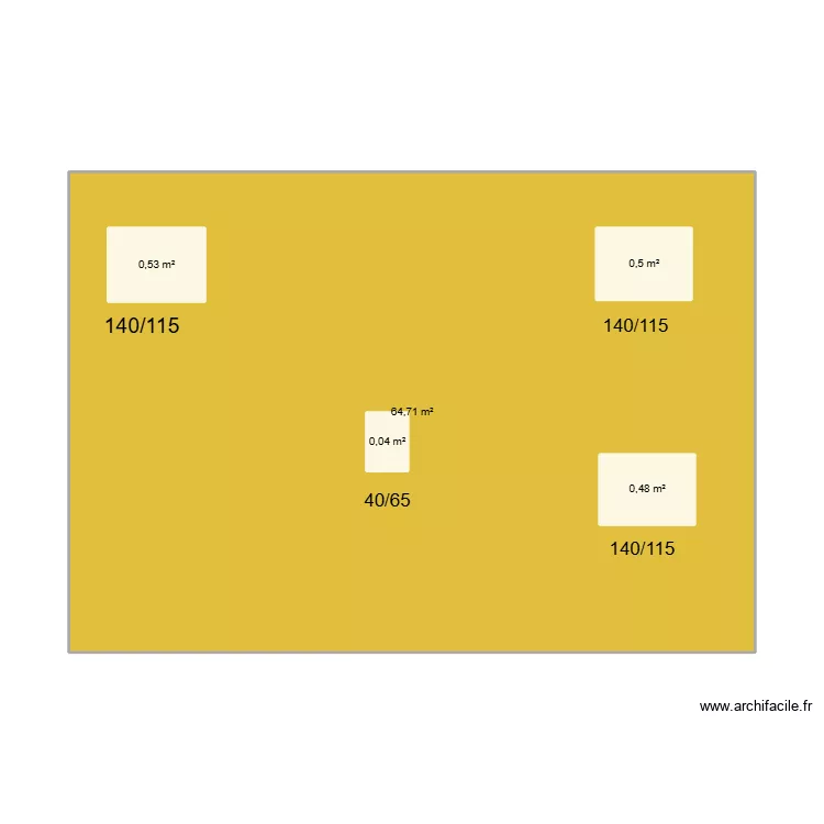 FACADE EST. Plan de 5  et 71 m²