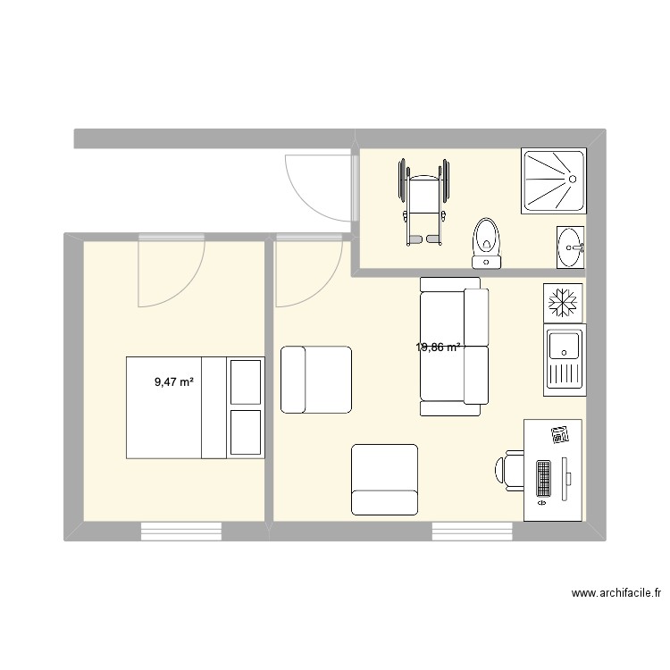 plan cabinet bonnes côtes. Plan de 2 pièces et 29 m2
