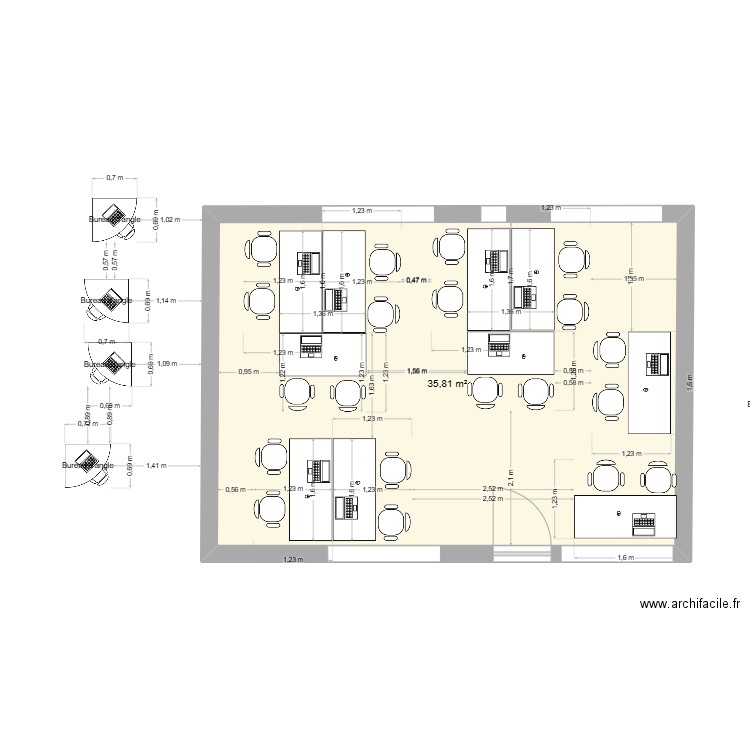 zz1. Plan de 1 pièce et 36 m2