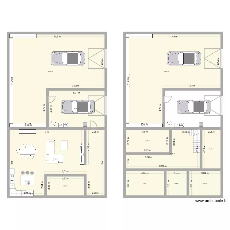 maison. Plan de 11  et 396 m²