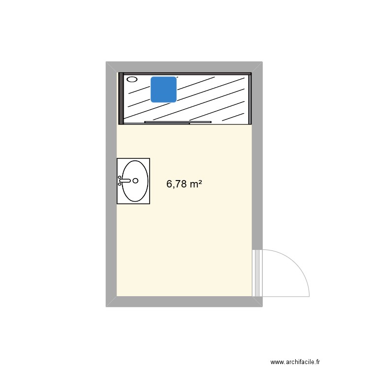 SdB. Plan de 1 pièce et 7 m2
