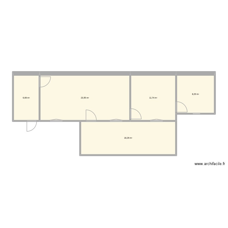 Projet 1. Plan de 5 pièces et 68 m2