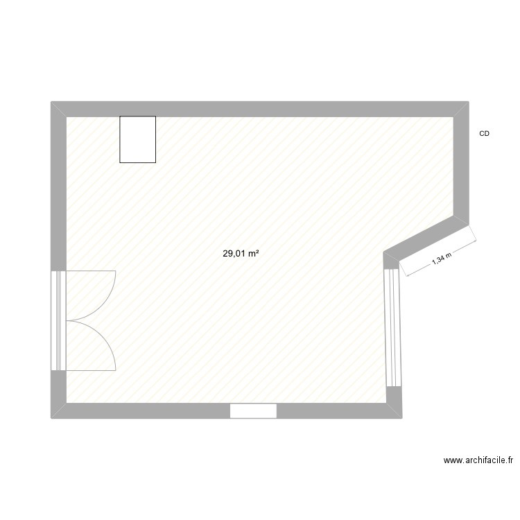Salon. Plan de 1 pièce et 29 m2