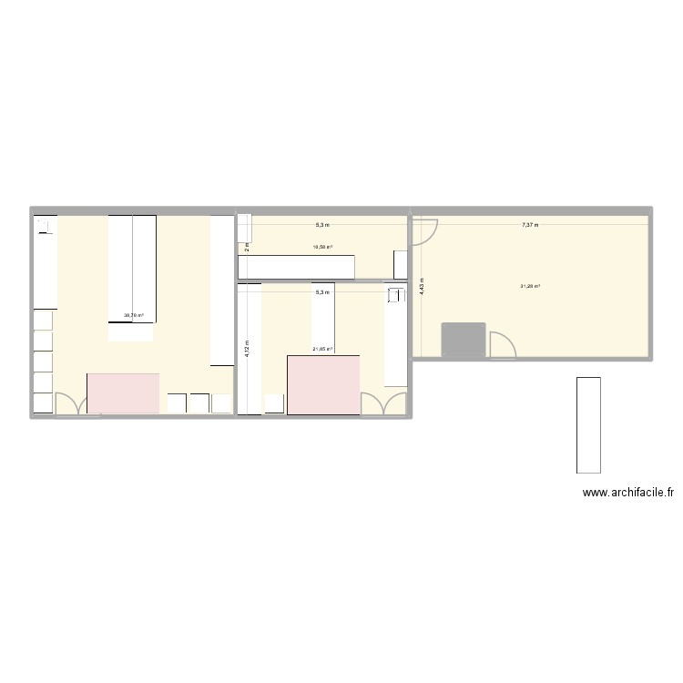 Génomique Single Cell. Plan de 5 pièces et 105 m2