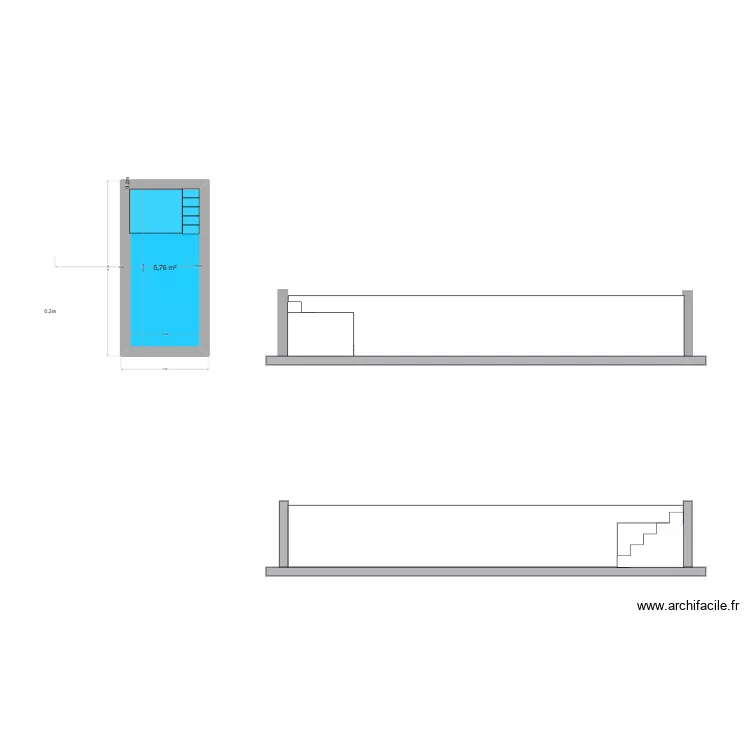 Piscine. Plan de 1 et 6 m² Piscine. Plan de 1 et 6 m²