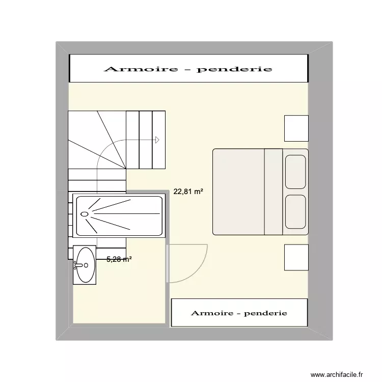etage Carquefou terminé. Plan de 2 Pièces et 34 m² etage Carquefou terminé. Plan de 2 Pièces et 34 m²