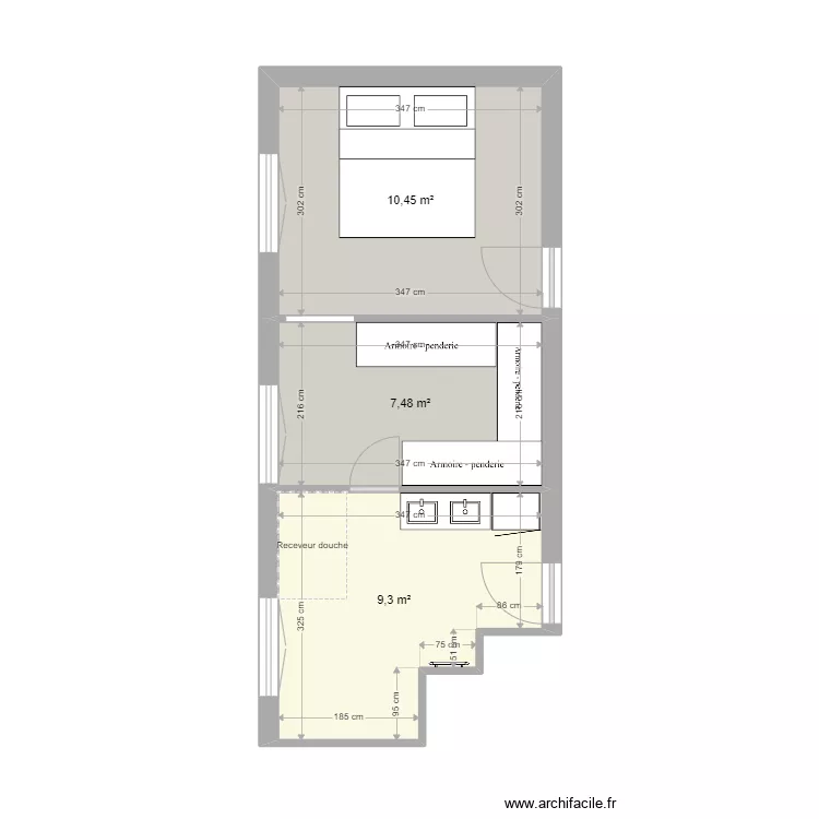 titou. Plan de 3  et 27 m²
