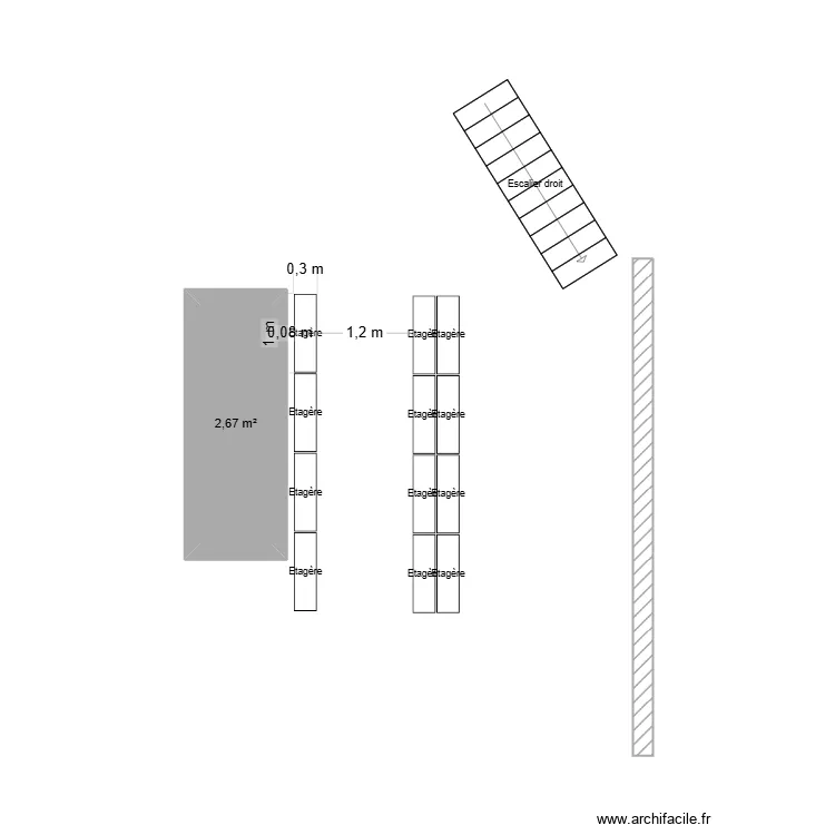 Secteur apr&egrave;s. Plan de 1 pièce et 3 m²