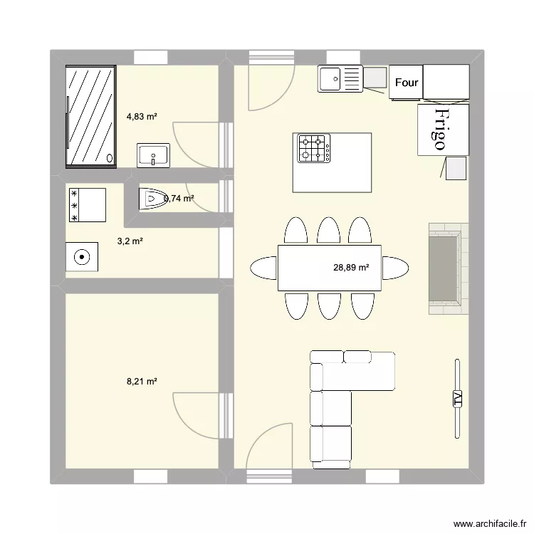 Les Bories. Plan de 5  et 46 m²
