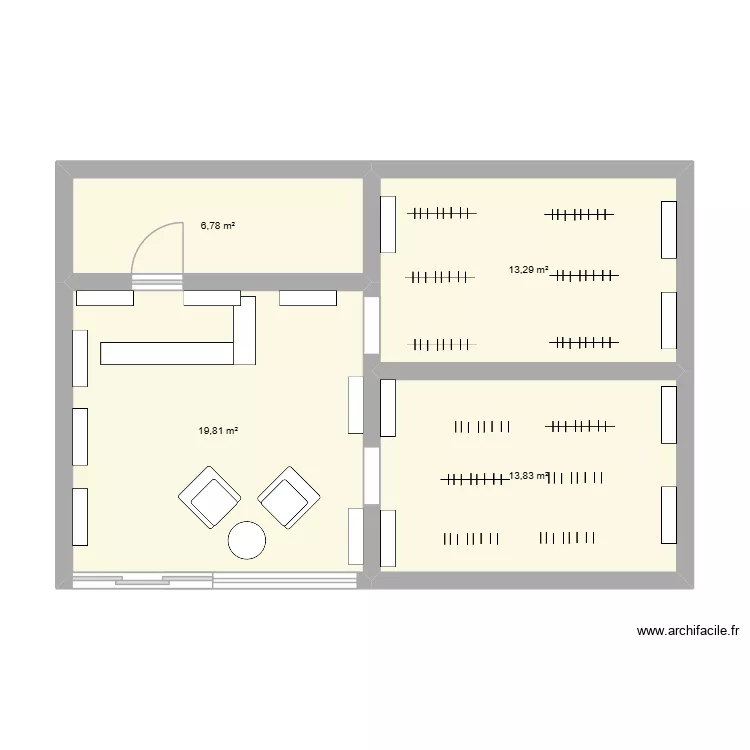 sexshop cosy. Plan de 4  et 54 m²