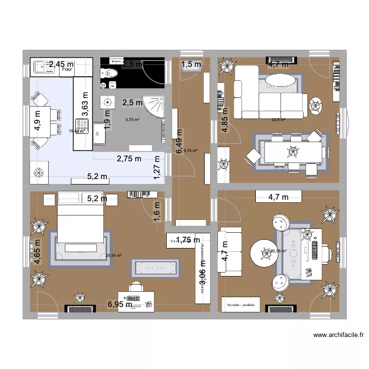 Chez Boubou. Plan de 7  et 107 m²