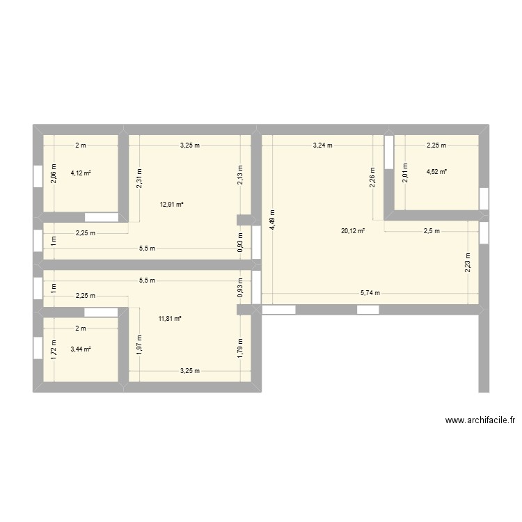 Maison Village 4. Plan de 6 pièces et 57 m2