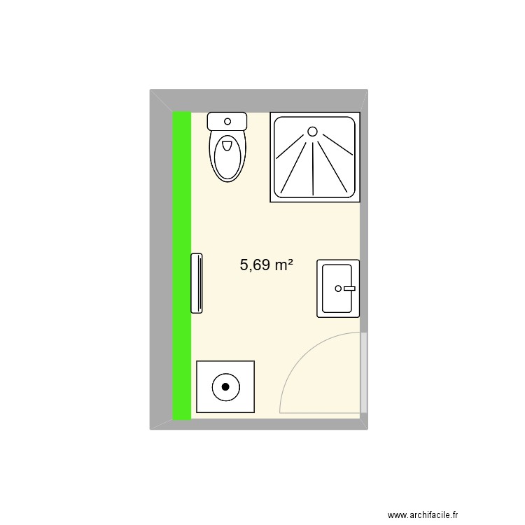 salle de bain Desormais/Decoulare 2. Plan de 1 pièce et 6 m2