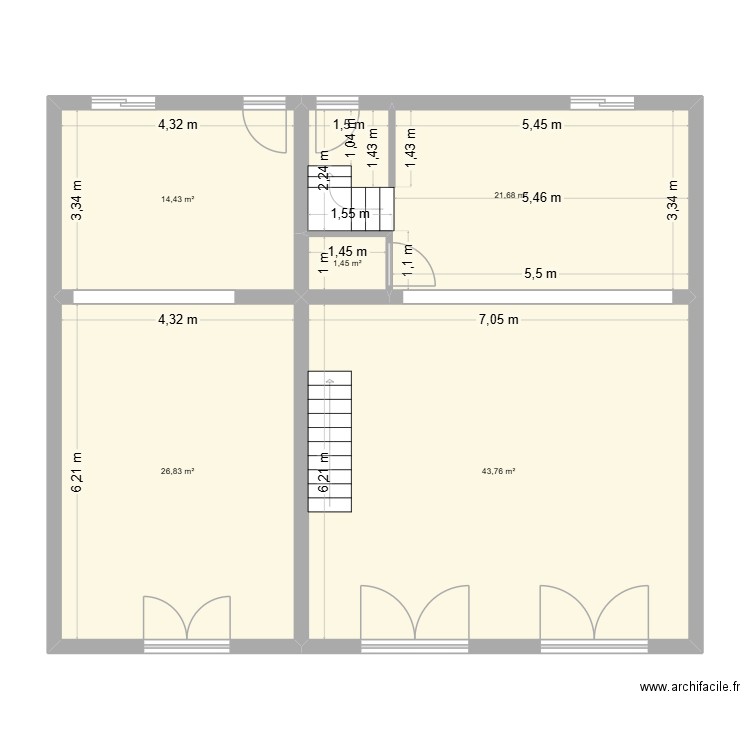 Esquise 2. Plan de 5 pièces et 108 m2